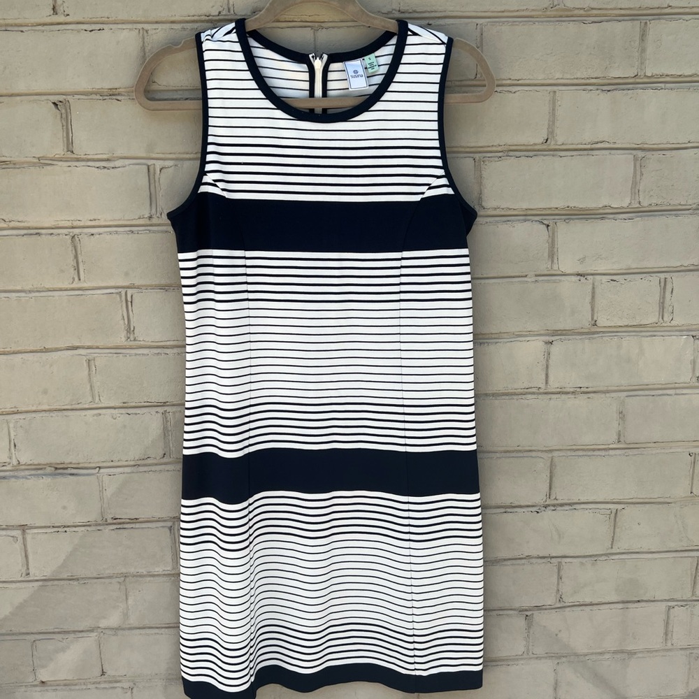 EUC Susina Size S Navy & White Striped Sleeveless Dress